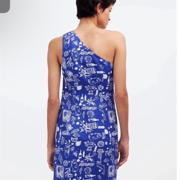 Madewell x Lisa Says Gah! One-Shoulder Mini Dress Size 2 NEW Fruit Wine Print - Picture 5 of 5